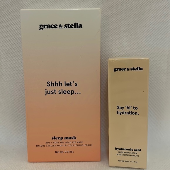 Grace & Stella Set of Hyaluronic Acid Hydrating Serum and Sleep Mask - NWT - Picture 2 of 6